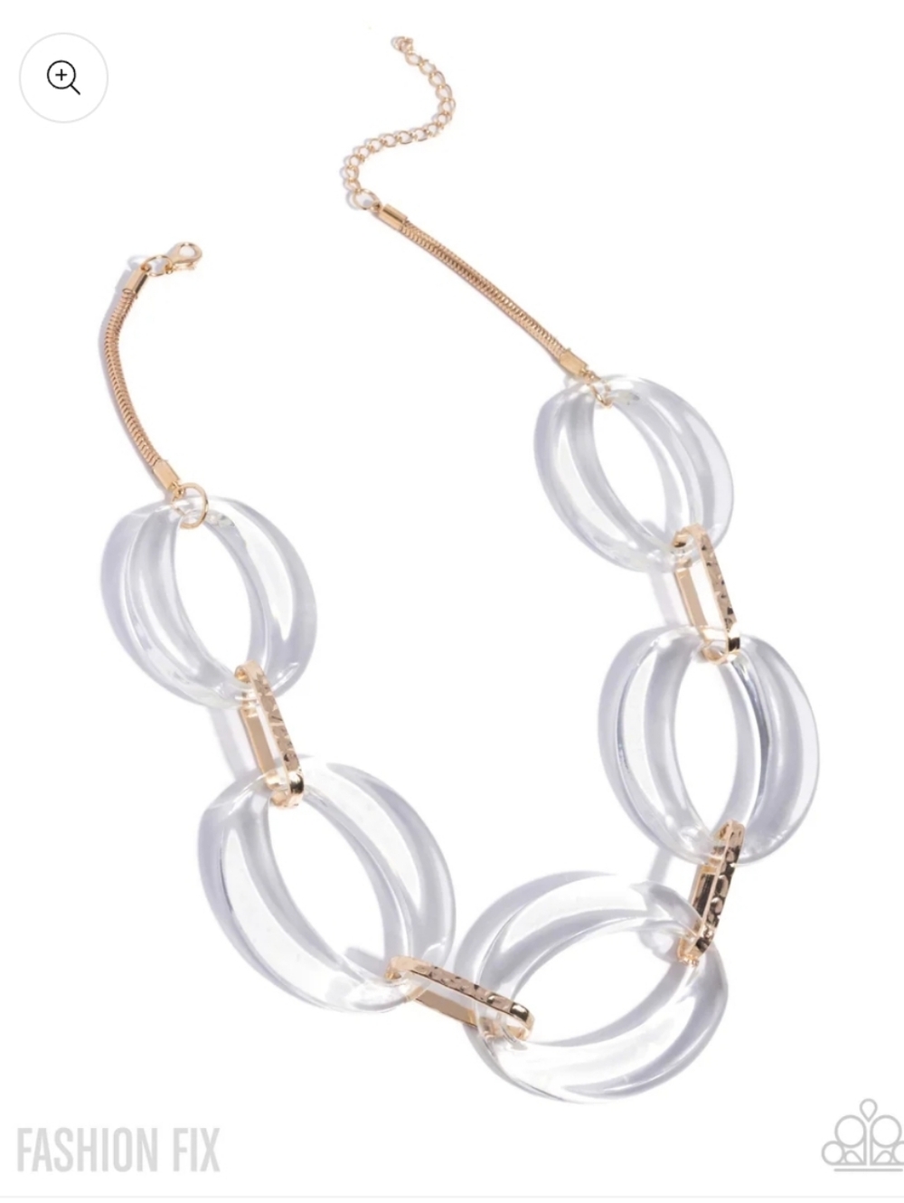 Playful Period Gold Acrylic Paparazzi Clear and Gold Link Statement Necklace